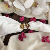 Vriksham Premium AD Stone Flower Toe Rings-Pearl-G18501